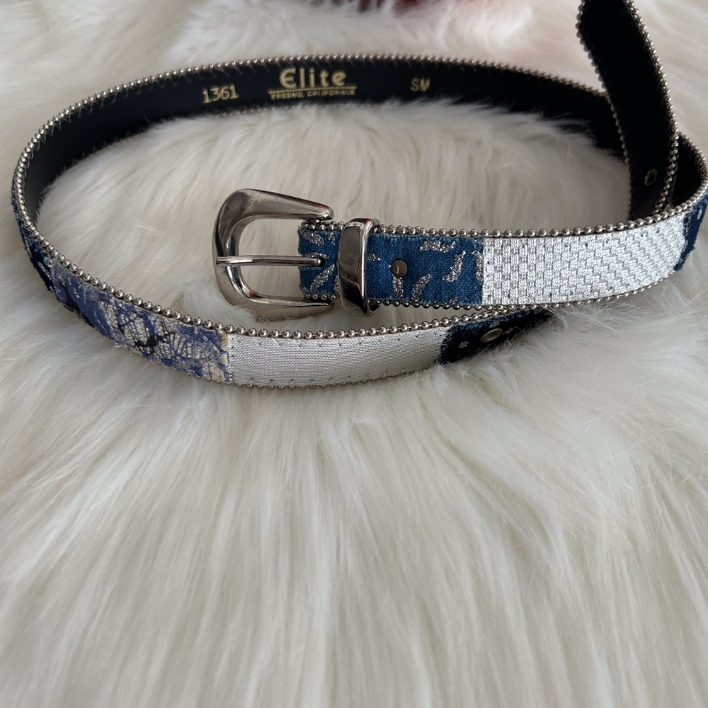 Elite Fresno California DenimPatch breaded Blue and Silver Belt size S/M